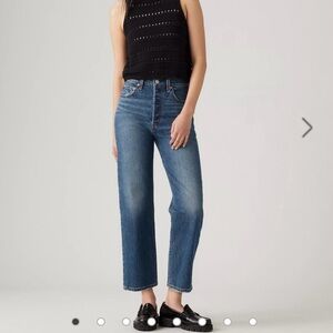 Levi's Blue High-Rise Cropped Straight Jeans